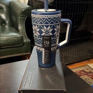 BrüMate Blue and White Insulated Mug
